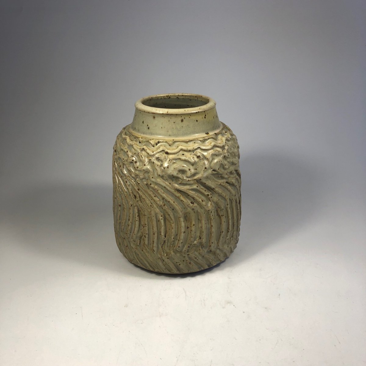 Franck Rousseaux Stoneware Vase Signed Ceramic 1970