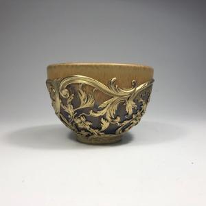 Lucien Gaillard Goldsmith Signed Ceramic Bowl Vermeil Silver-gilt Mount