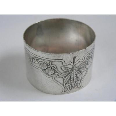 Round Or Napkin Ring In Sterling Silver Art Nouveau French Work