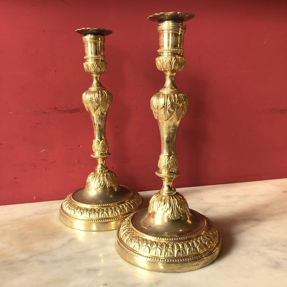 Pair Of Candlesticks With Acanthus, Louis XVI Period