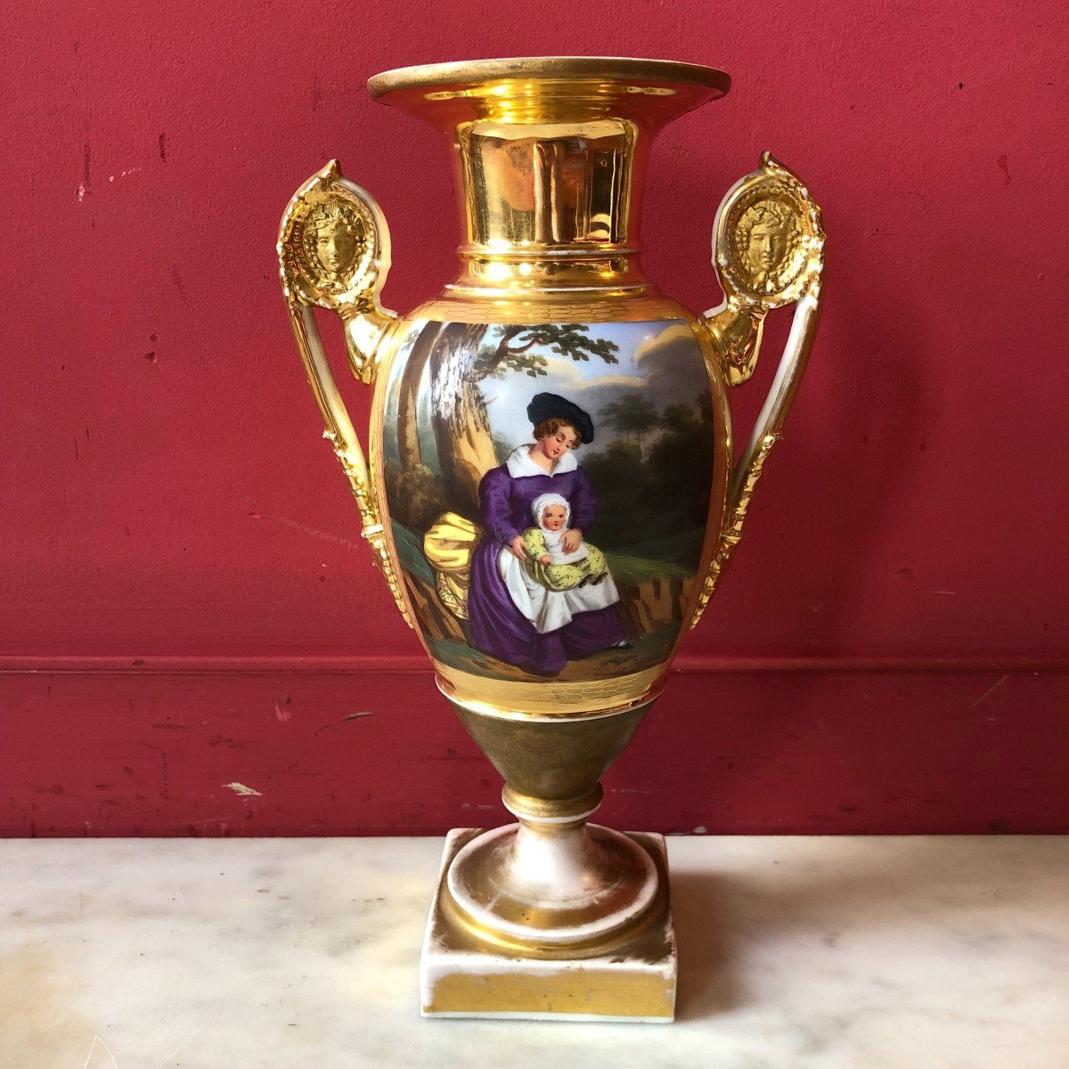 Paire De Vases, Porcelaine De Paris, époque Charles X-photo-2