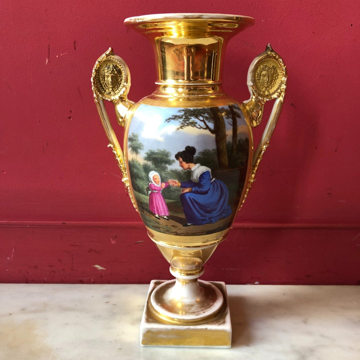 Paire De Vases, Porcelaine De Paris, époque Charles X-photo-1