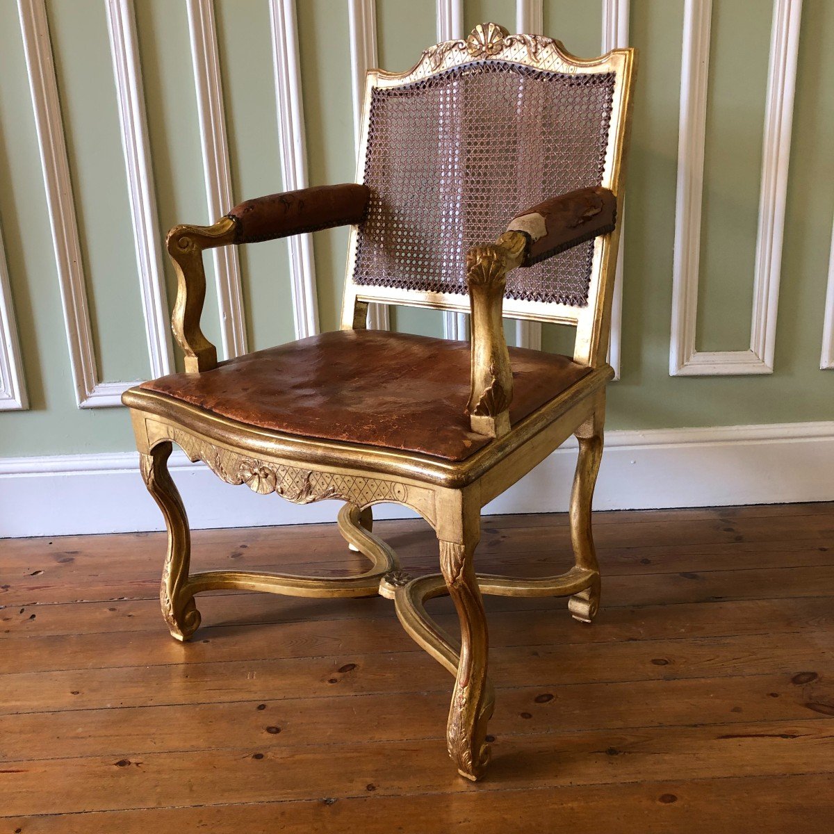 Rare Cabinet Armchair, Late Louis XIV Period-photo-2