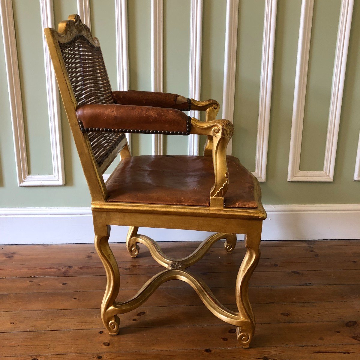 Rare Cabinet Armchair, Late Louis XIV Period-photo-1