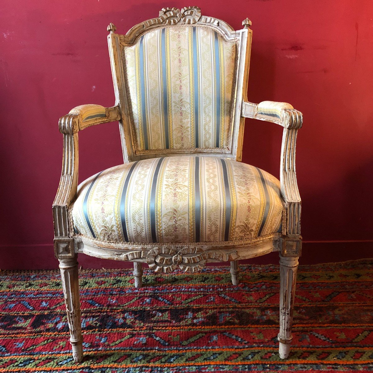 Pair Of Armchairs With Ribbon Bows, Louis XVI Period-photo-2