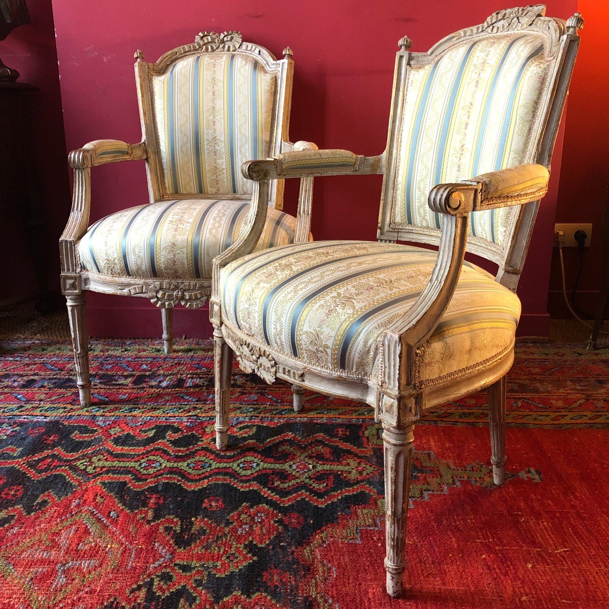 Pair Of Armchairs With Ribbon Bows, Louis XVI Period