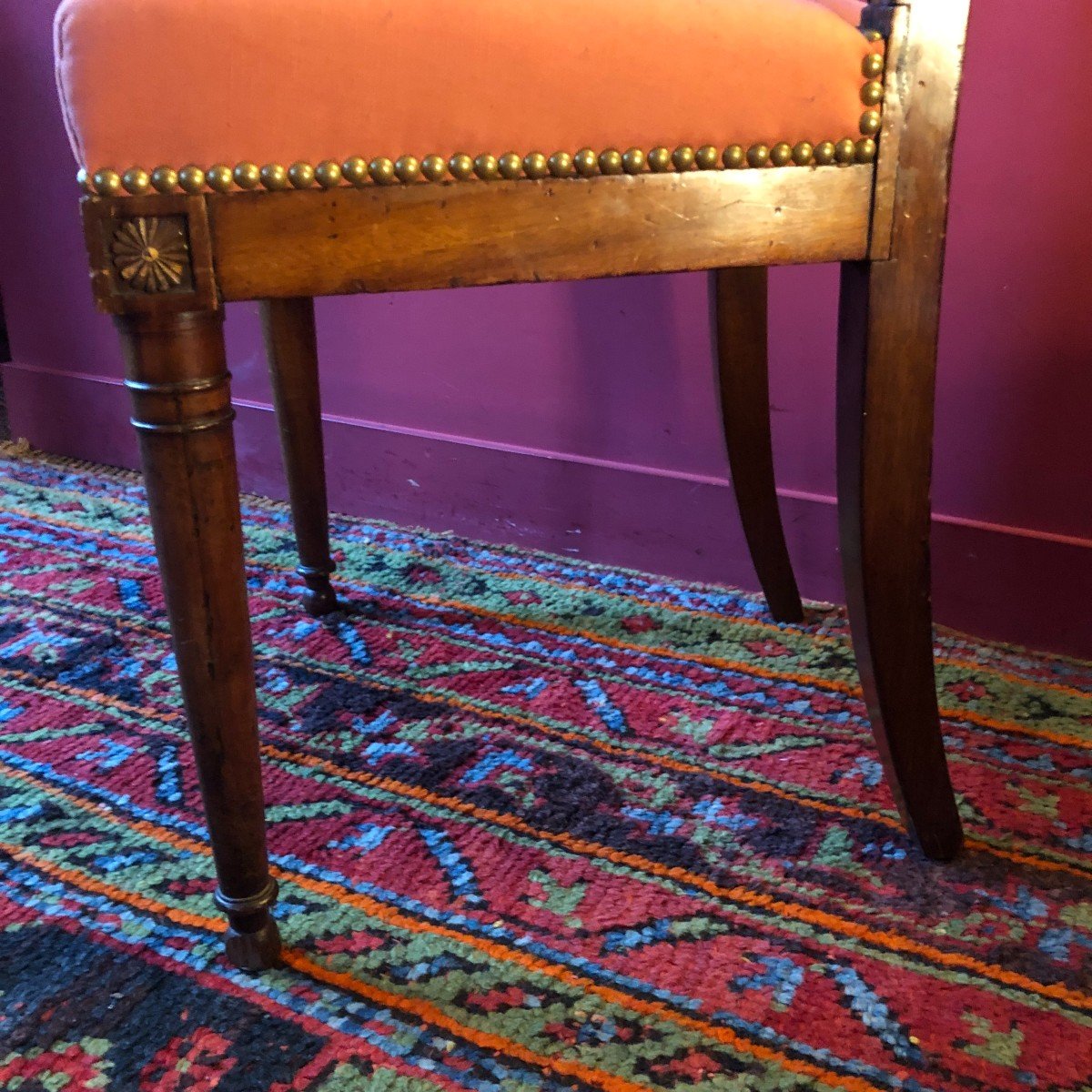 Pair Of Directoire Chairs In Solid Mahogany-photo-5