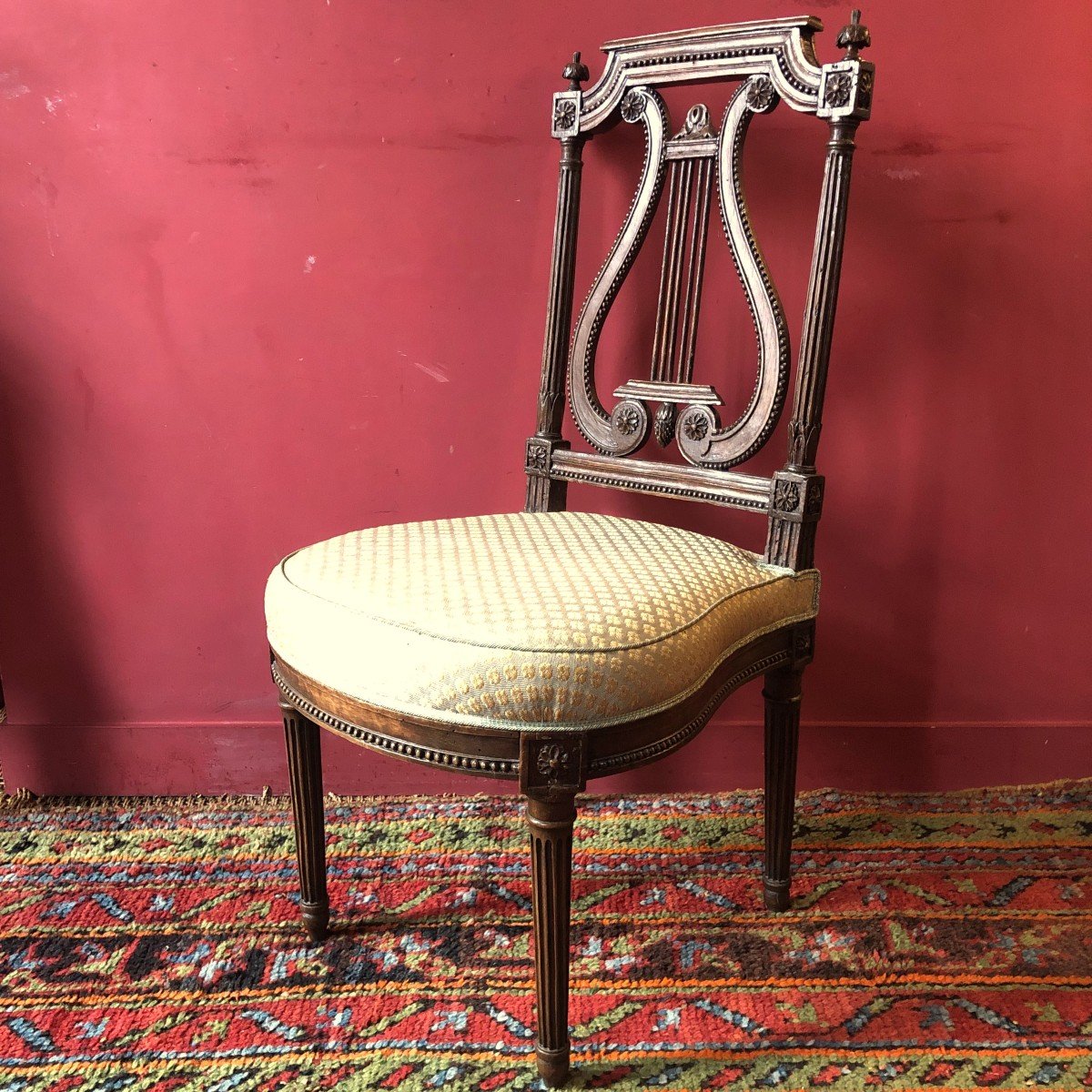 Pair Of Lyre Chairs, Stamped Leroux-photo-3