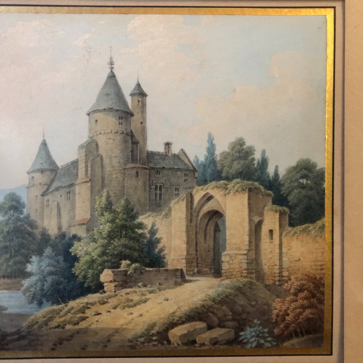 Paysages aux Châteaux, Ecole Romantique, Milieu XIXème Siècle-photo-1