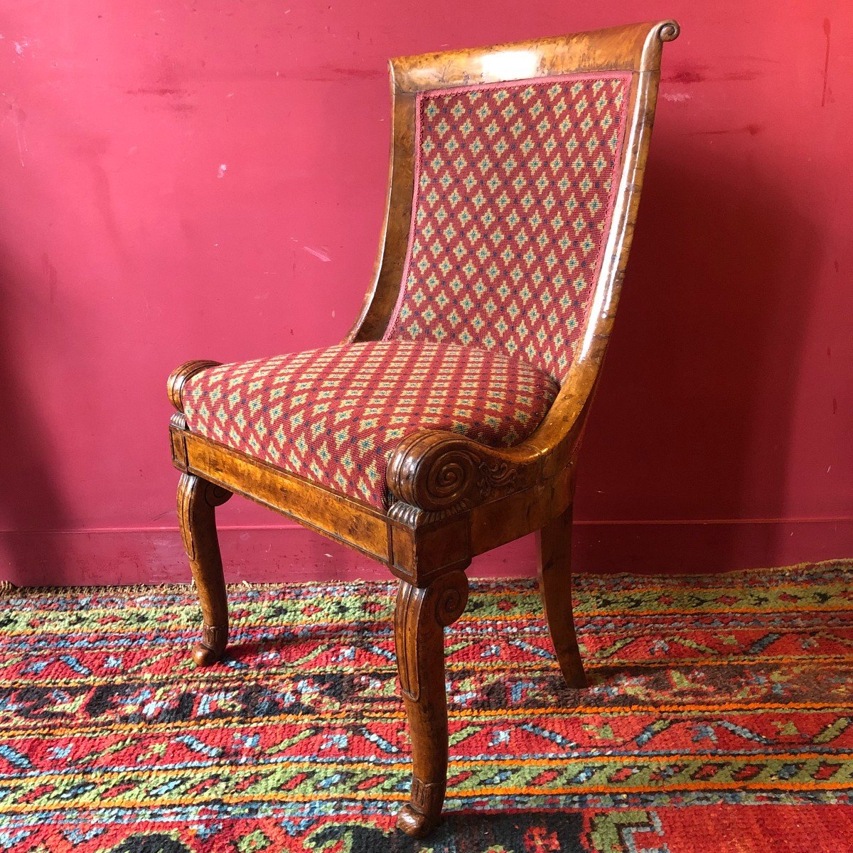 Rare Pair Of Amboyna Burl Chairs, Early 19th Century-photo-3