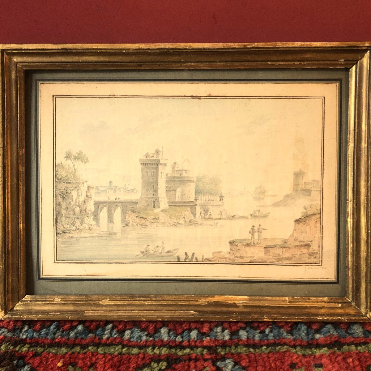 View Of Imaginary Port, Signed Naissaut 1814