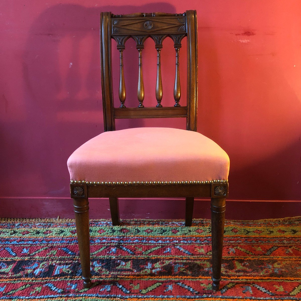 Pair Of Directoire Chairs In Solid Mahogany-photo-2