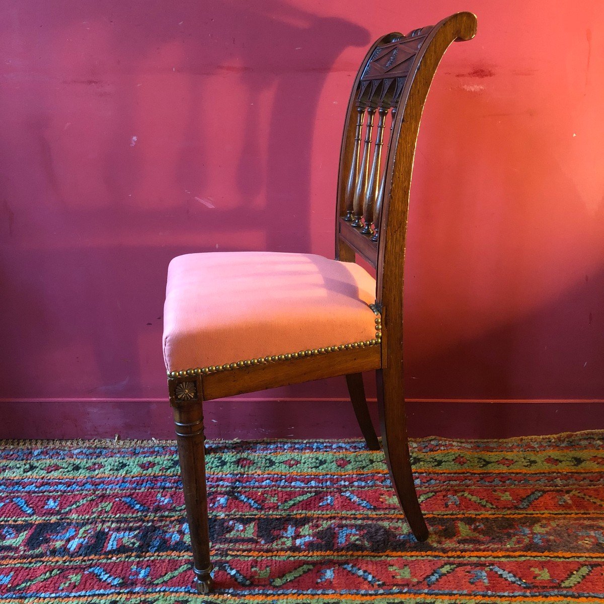 Pair Of Directoire Chairs In Solid Mahogany-photo-3