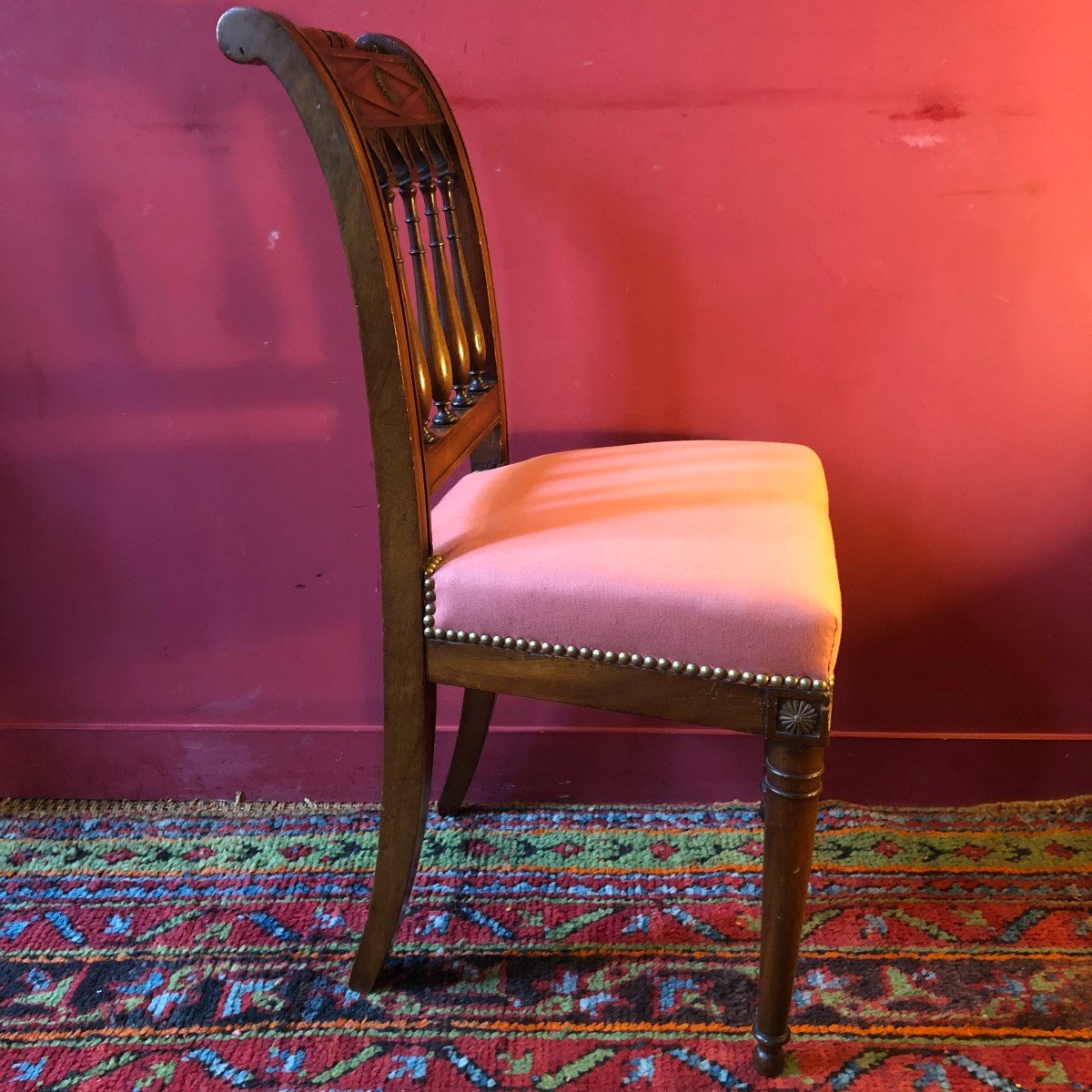 Pair Of Directoire Chairs In Solid Mahogany-photo-4