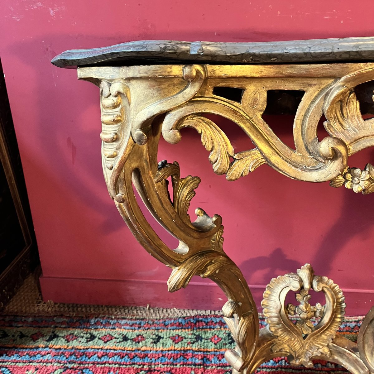 Louis XV Period Gilded Wood Console Table-photo-3