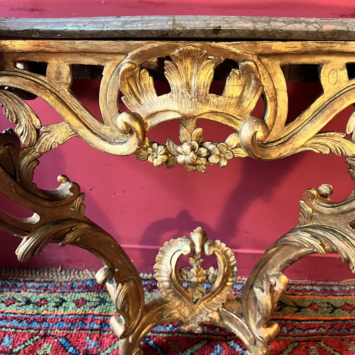 Louis XV Period Gilded Wood Console Table-photo-4