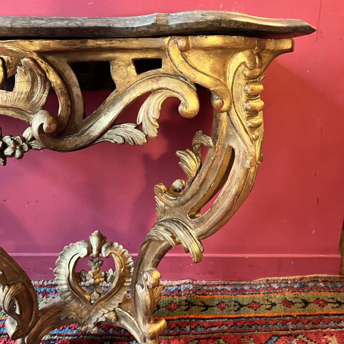 Louis XV Period Gilded Wood Console Table-photo-1