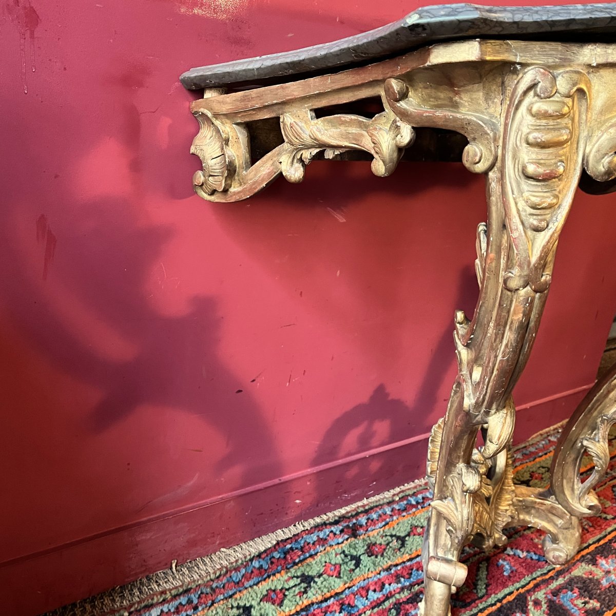 Louis XV Period Gilded Wood Console Table-photo-3