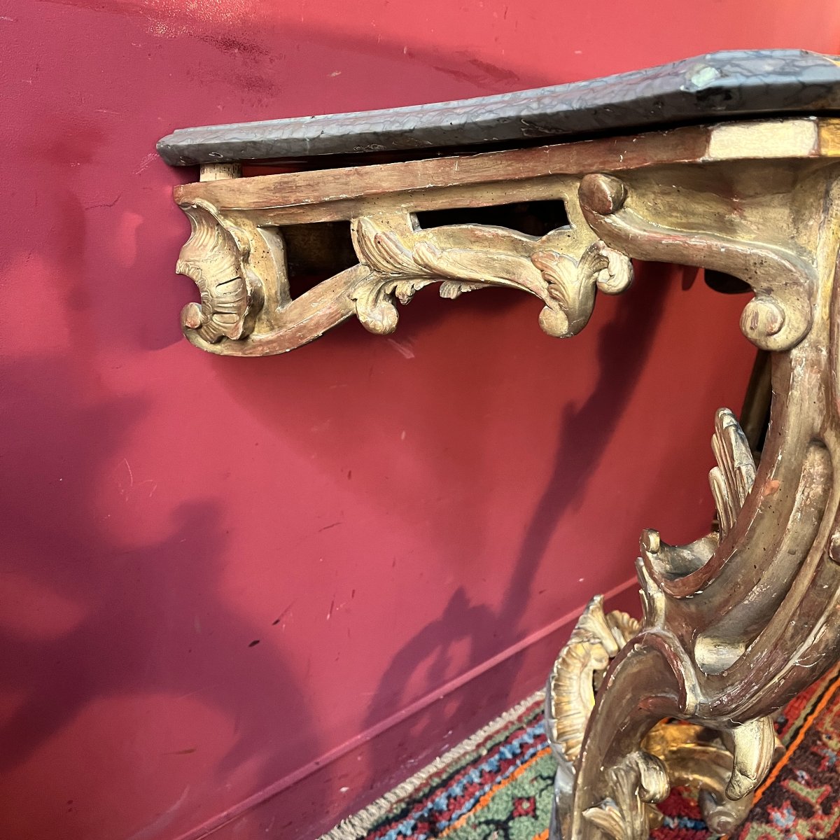 Louis XV Period Gilded Wood Console Table-photo-4