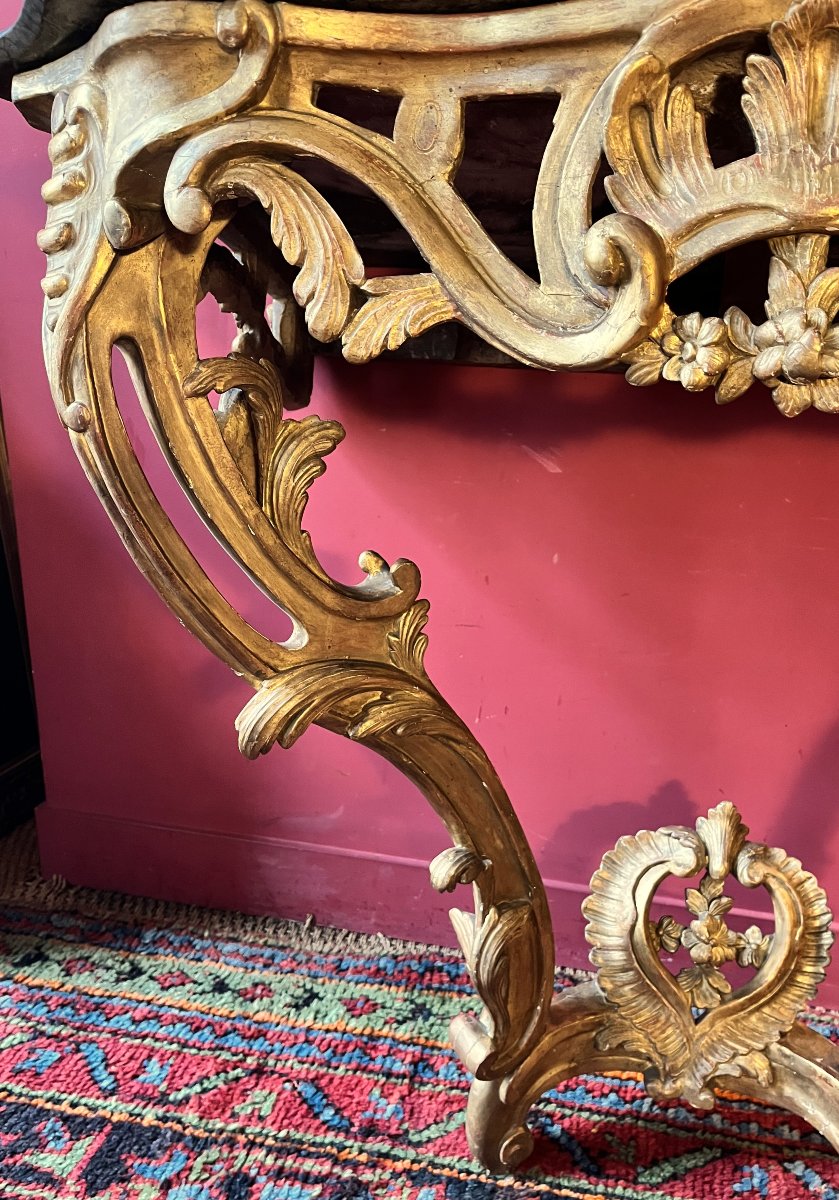 Louis XV Period Gilded Wood Console Table-photo-5