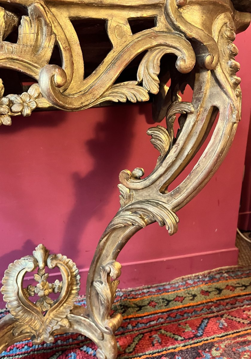 Louis XV Period Gilded Wood Console Table-photo-6