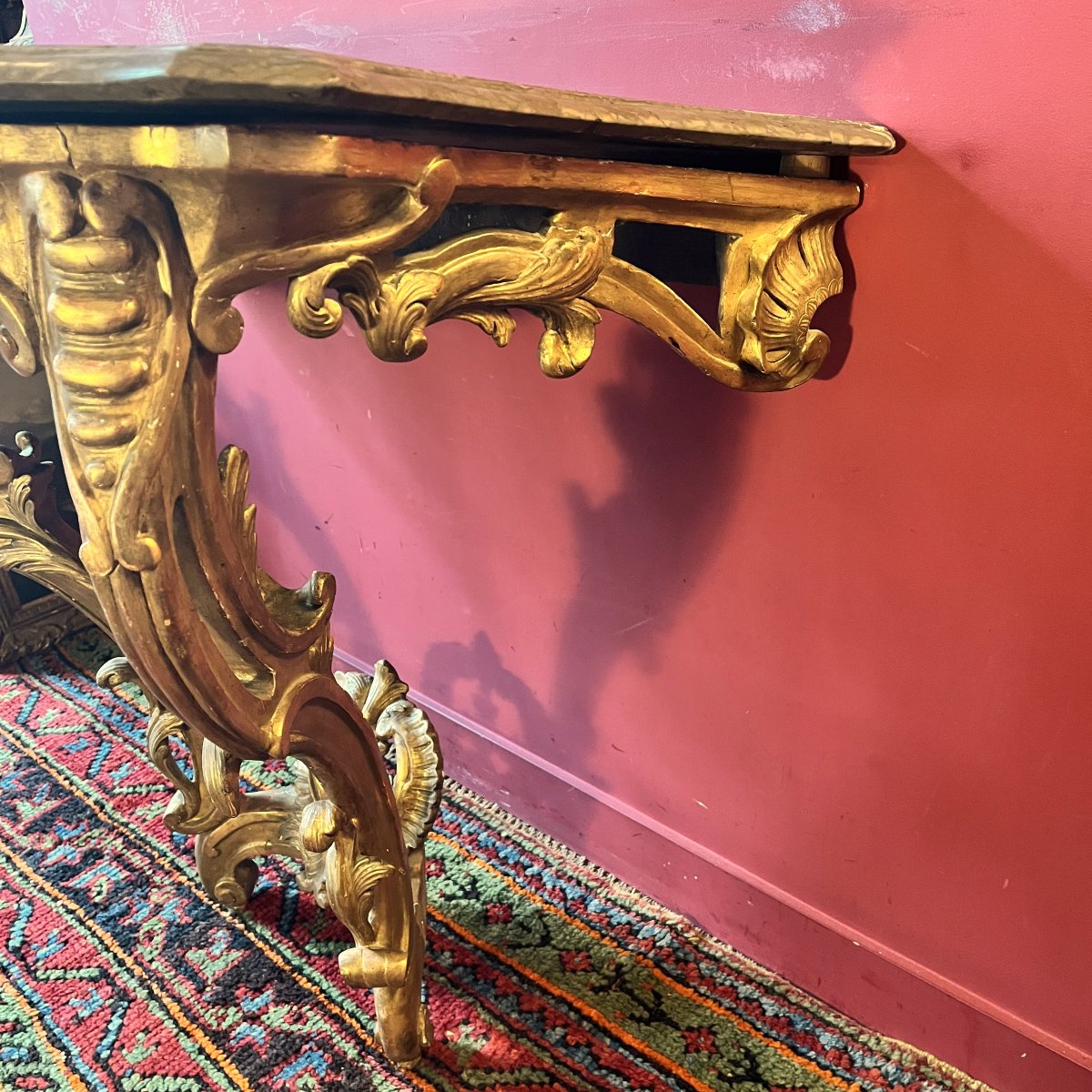 Louis XV Period Gilded Wood Console Table-photo-7