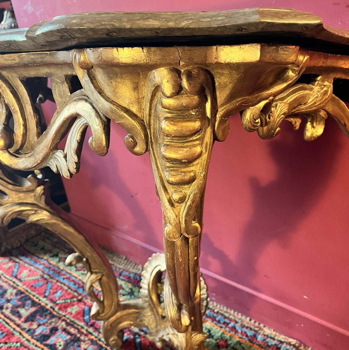 Louis XV Period Gilded Wood Console Table-photo-8