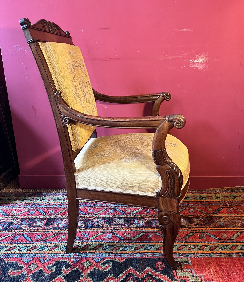 Pair Of Mahogany Armchairs, Charles X Period-photo-1