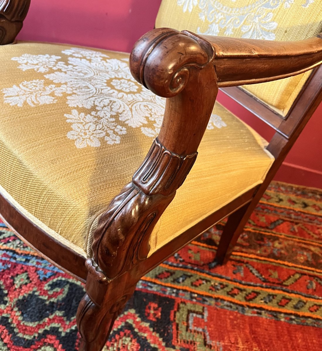 Pair Of Mahogany Armchairs, Charles X Period-photo-4