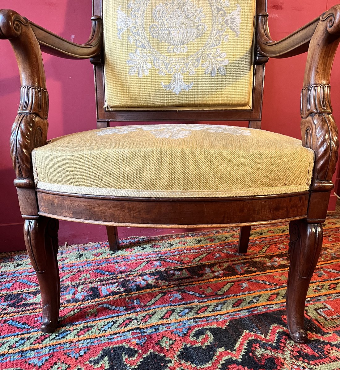 Pair Of Mahogany Armchairs, Charles X Period-photo-5