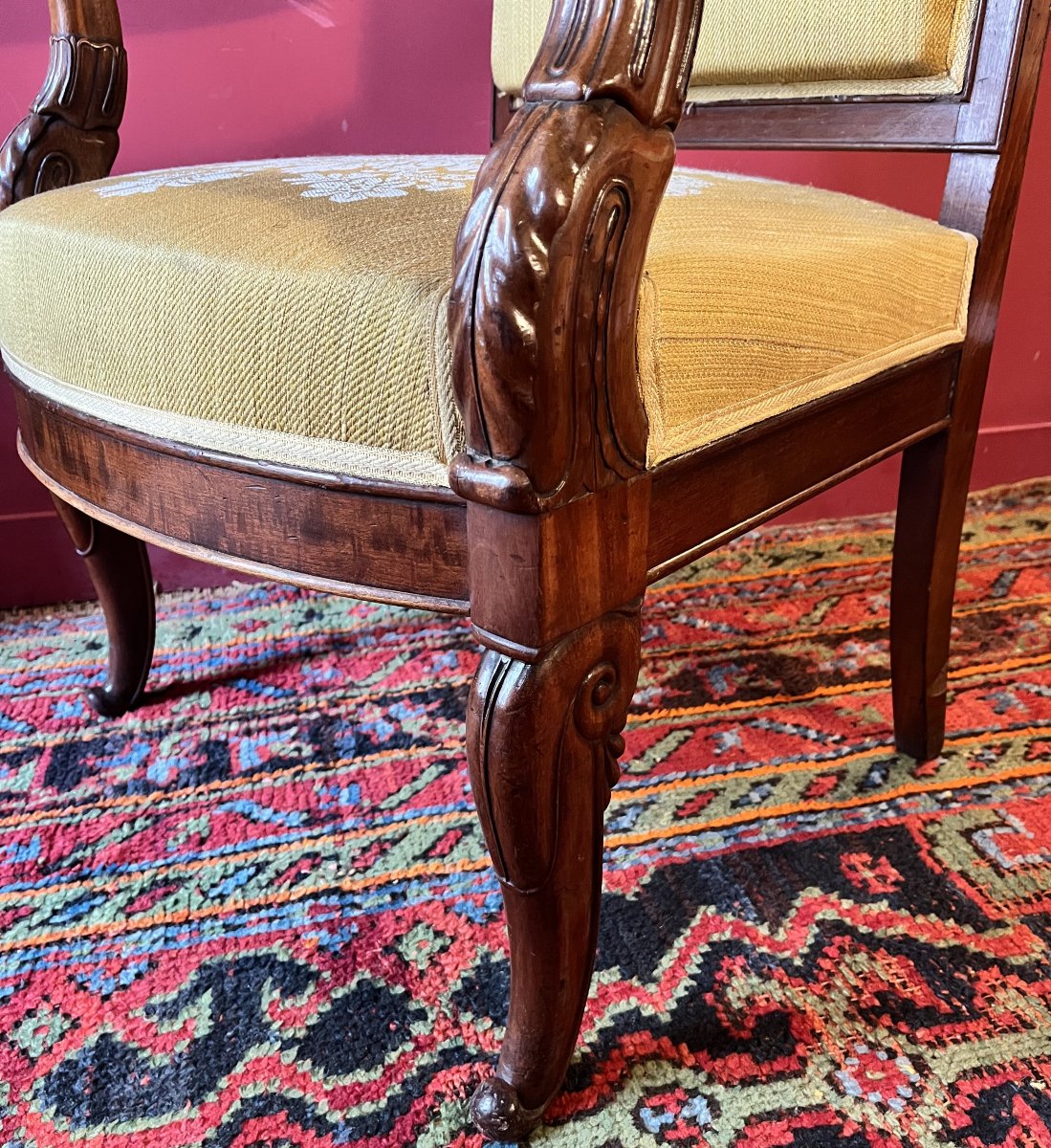 Pair Of Mahogany Armchairs, Charles X Period-photo-6