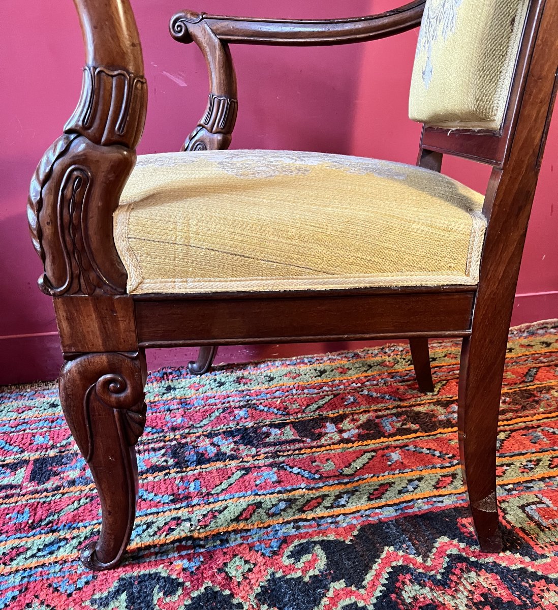 Pair Of Mahogany Armchairs, Charles X Period-photo-7