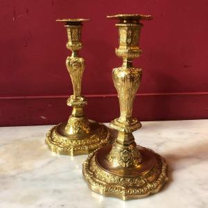 Pair Of Regency Candlesticks With Profiles