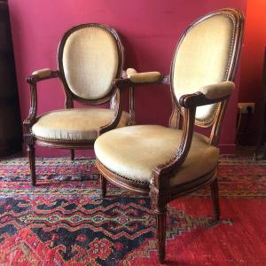 G. Jacob, Pair Of Armchairs, Louis XVI Period