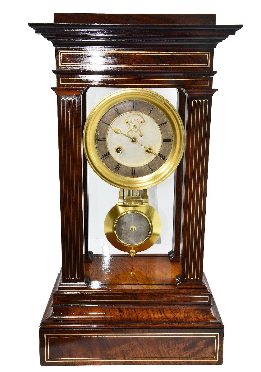 Clock With Glazing In Mahogany Signed Douillon 1840-photo-4