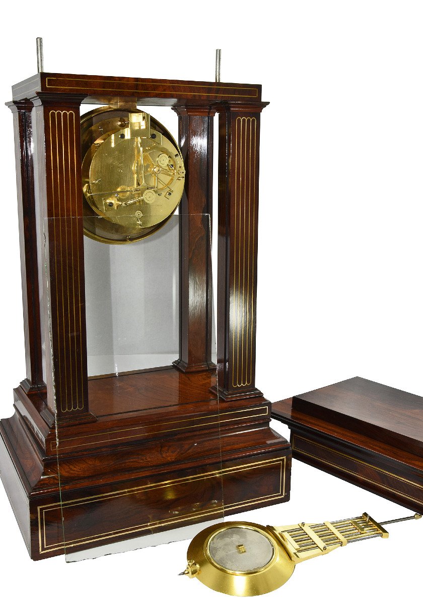 Clock With Glazing In Mahogany Signed Douillon 1840-photo-3