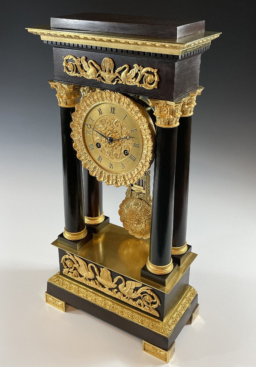  Clock Portico In Bronze Mercury Gilding And Patinated Bronze