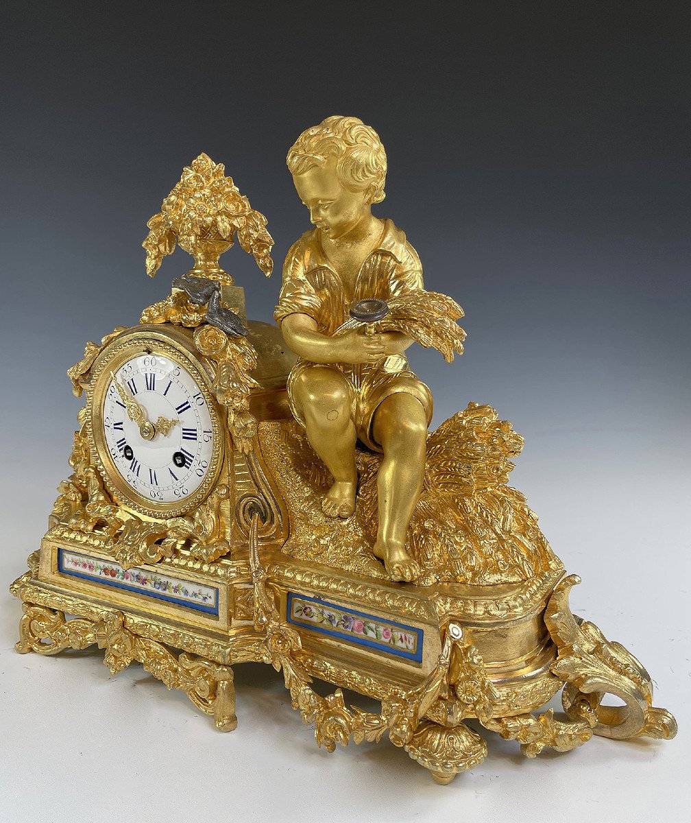 Clock To Birds In Bronze And Porcelain Napoléon III-photo-5