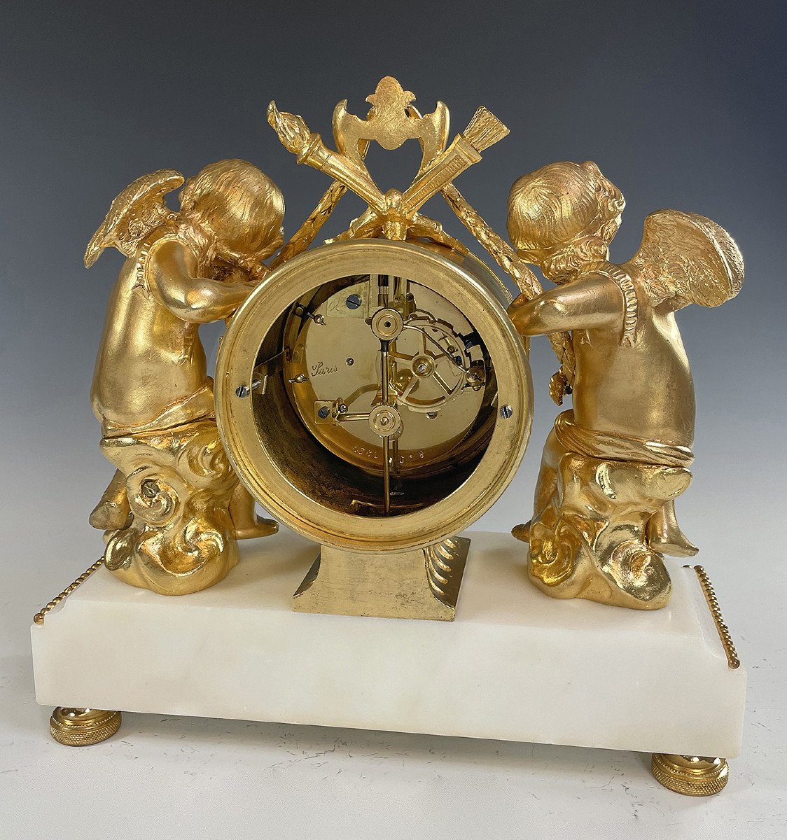 Clock With Cherubs Gilded Bronze Napoléon III-photo-2