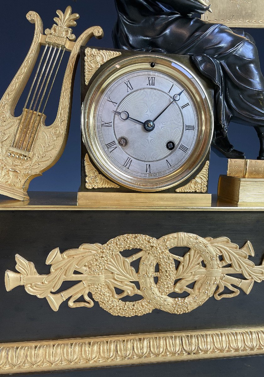 Clock With The Effigy Of The Poet Virgil, Signed Cailly 1840-photo-3