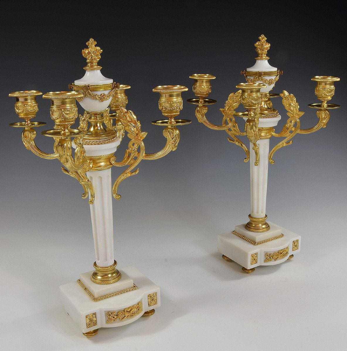  Pair Of Candlesticks Marble And Bronze Napoleon III Period-photo-2