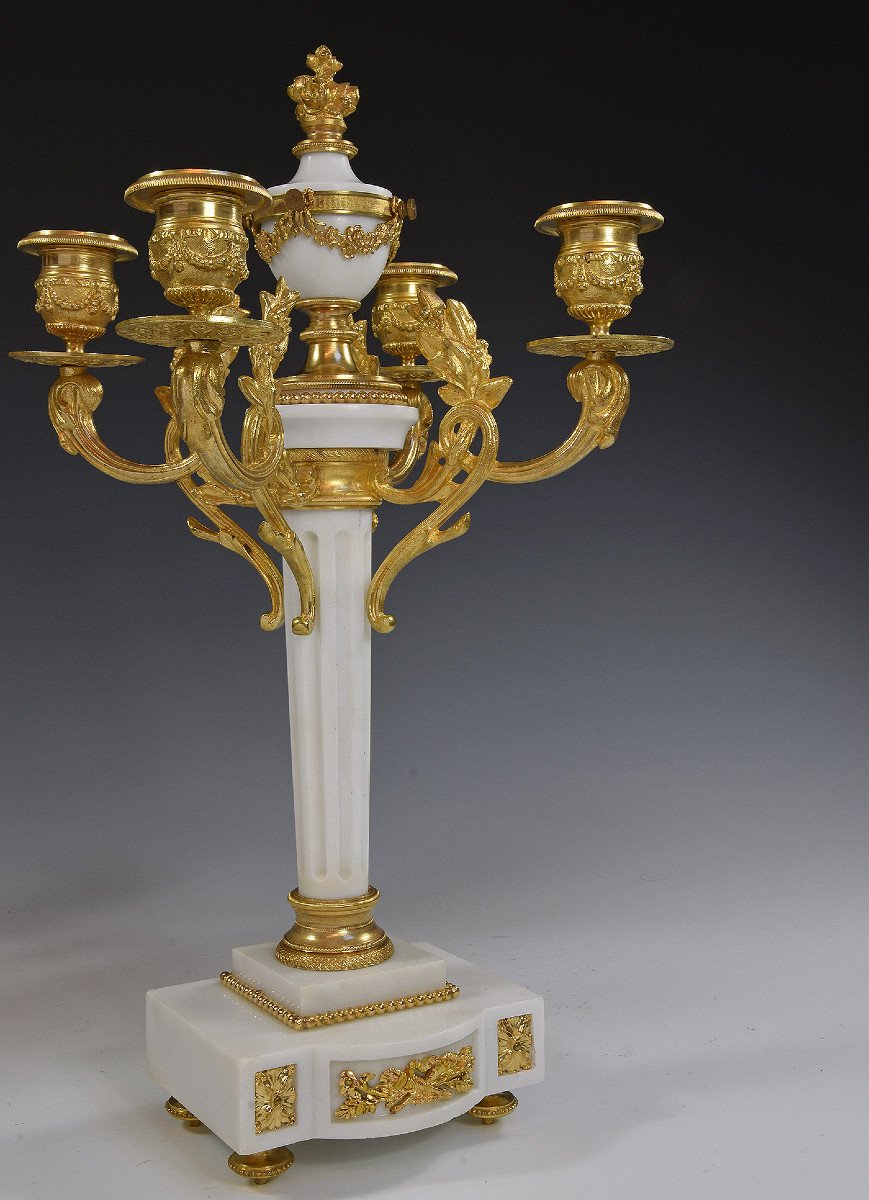  Pair Of Candlesticks Marble And Bronze Napoleon III Period-photo-4