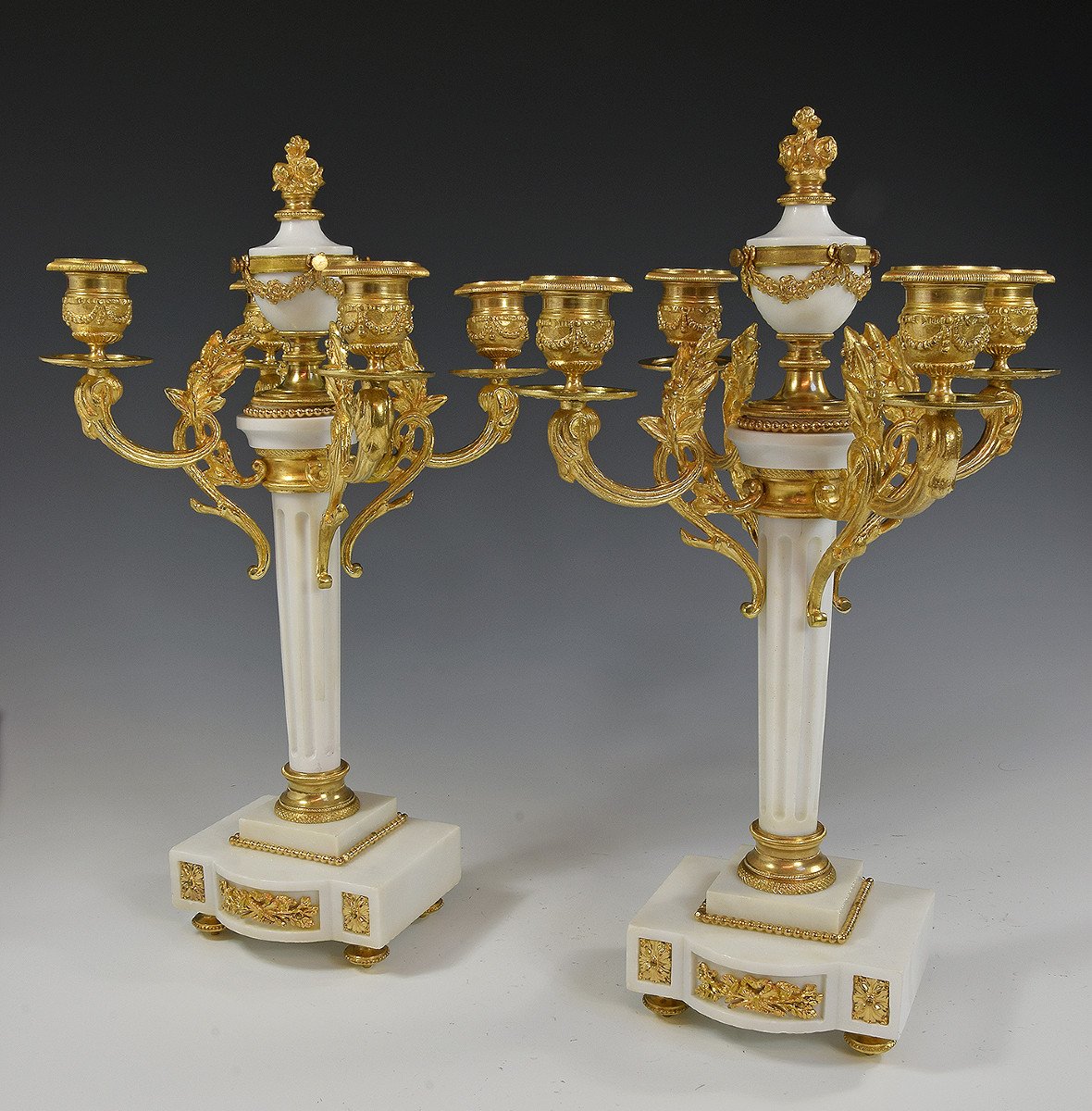  Pair Of Candlesticks Marble And Bronze Napoleon III Period-photo-2