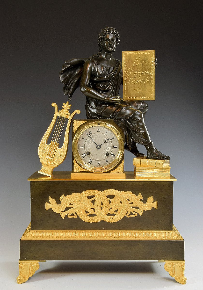 Pendule à l'éffigie Du Poète Virgile, Signé Cailly 1840