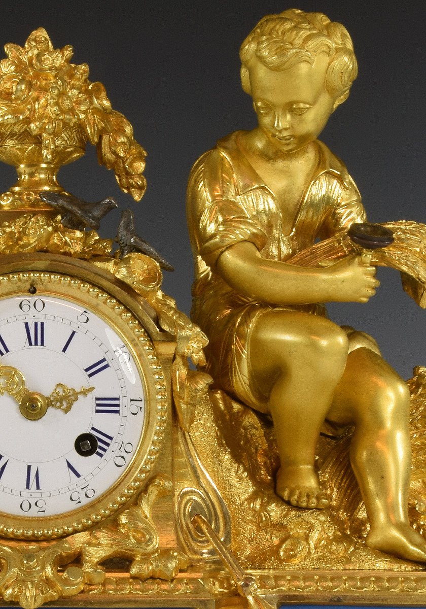 Clock To Birds In Bronze And Porcelain Napoléon III-photo-3