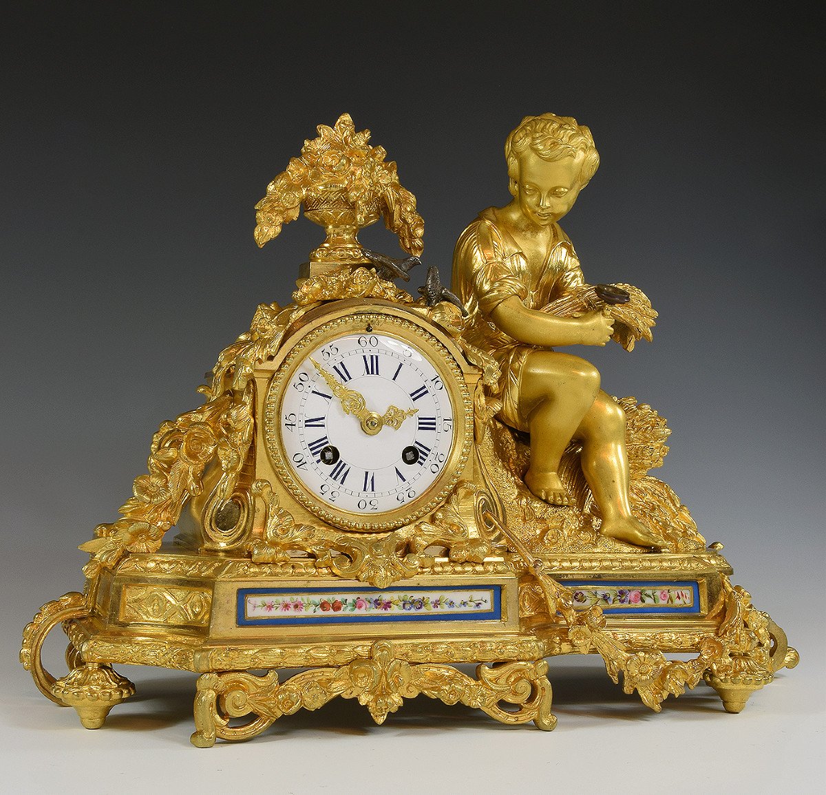 Clock To Birds In Bronze And Porcelain Napoléon III-photo-4