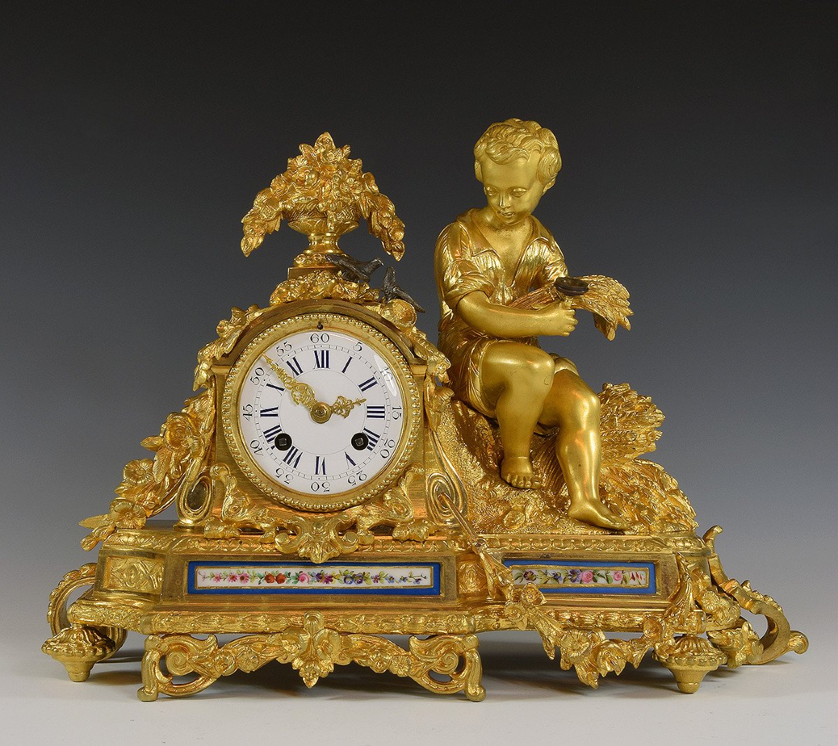 Clock To Birds In Bronze And Porcelain Napoléon III-photo-1