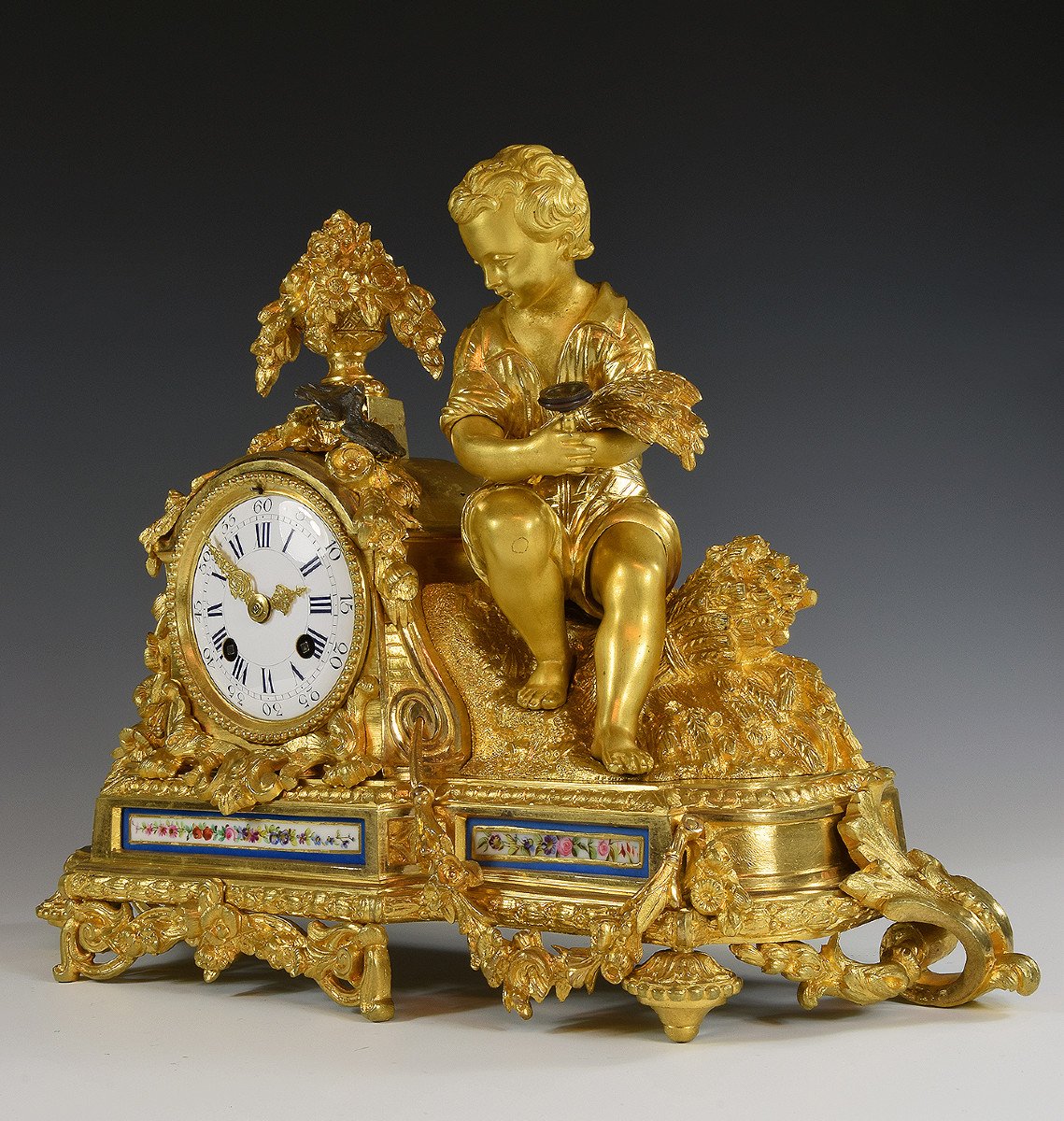 Clock To Birds In Bronze And Porcelain Napoléon III-photo-6