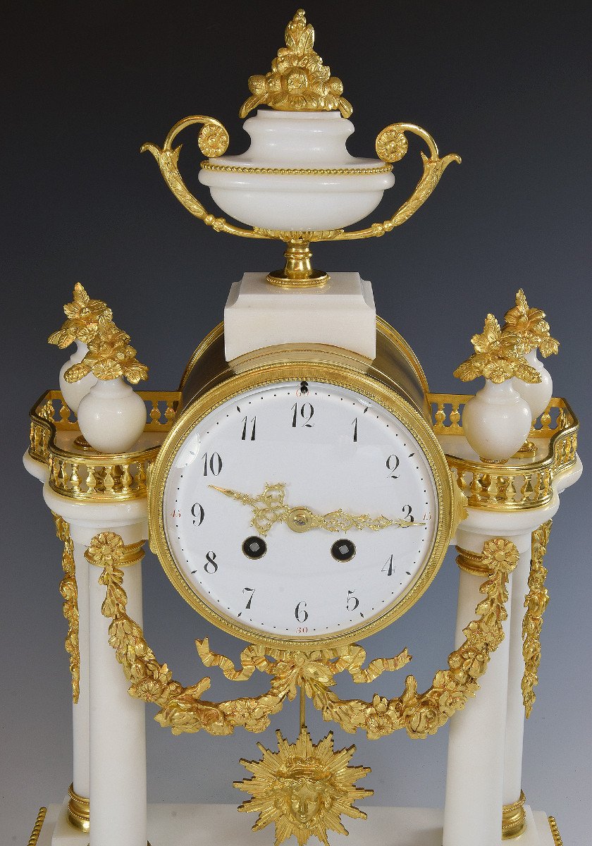 Clock Portico In Carrara Marble And Gilded Bronze Napoléon III-photo-3