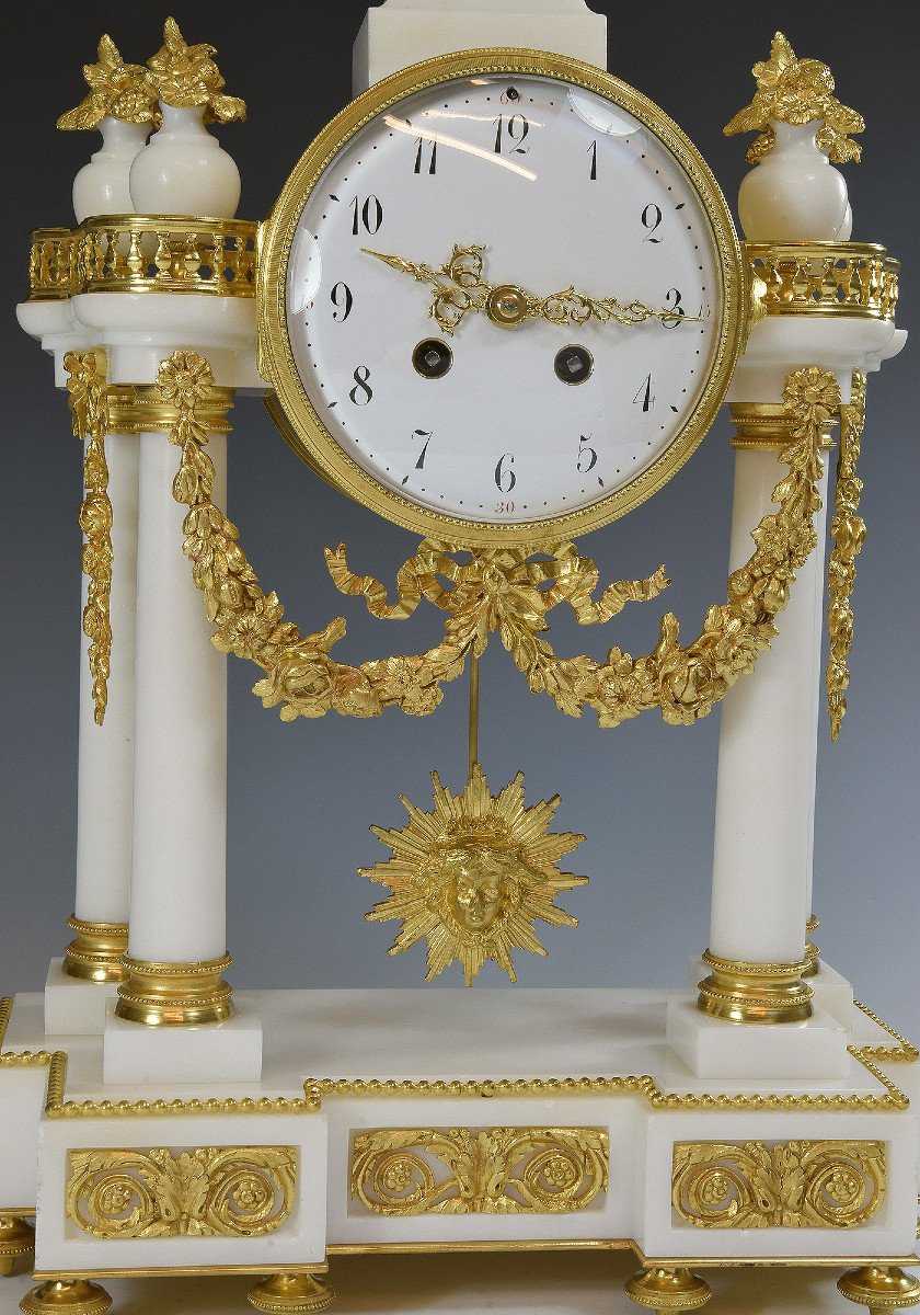 Clock Portico In Carrara Marble And Gilded Bronze Napoléon III-photo-4